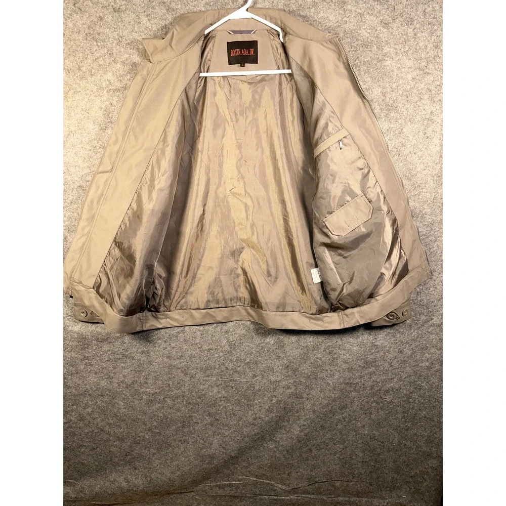 BOXIN.AOA.JW. Mens Harrington Jacket Tan Beige FullZip Lined Coat Large 77149440